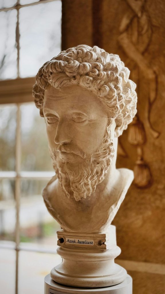 A Marble Bust of the Ancient Roman Stoic Emperor Marcus Aurelius